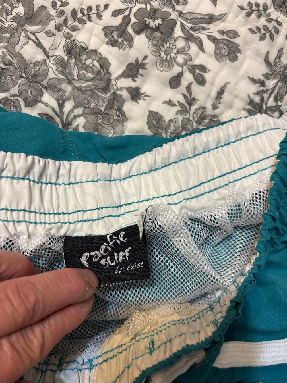 Pacific Surf Teal Men's Cargo Swimtrunks with Drawstring Waist